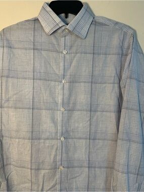 Michael Kors 15 (34/35)M Airsoft Stretch Regular Fit Blue Button Up Dress Shirt